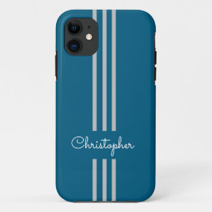 Moderne trendy race strepen gemonogrammeerd Case-Mate iPhone case