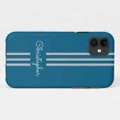 Moderne trendy race strepen gemonogrammeerd Case-Mate iPhone case (Achterkant (horizontaal))