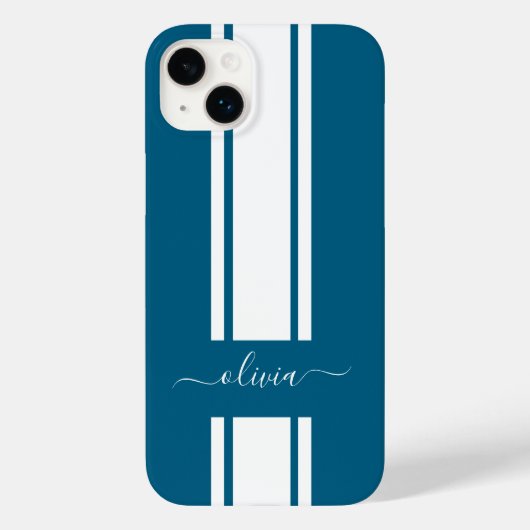 Moderne trendy race strepen gemonogrammeerd Case-Mate iPhone case (Achterkant)