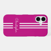 Moderne trendy race strepen gemonogrammeerd iPhone 16 hoesje (Achterkant horizontaal)
