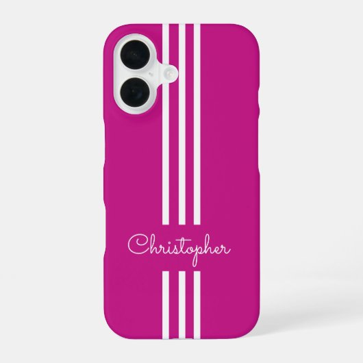 Moderne trendy race strepen gemonogrammeerd iPhone 16 hoesje (Achterkant)