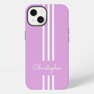 Moderne trendy race strepen gemonogrammeerd iPhone 13 hoesje