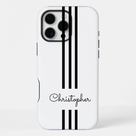 Moderne trendy race strepen gemonogrammeerd  iPhone hoesje (Achterkant)