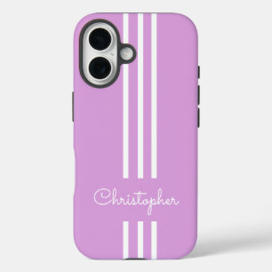 Moderne trendy racing strepen gemerkt iPhone 16 hoesje