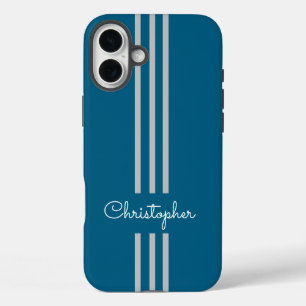 Moderne trendy racing strepen gemerkt iPhone 16 plus hoesje