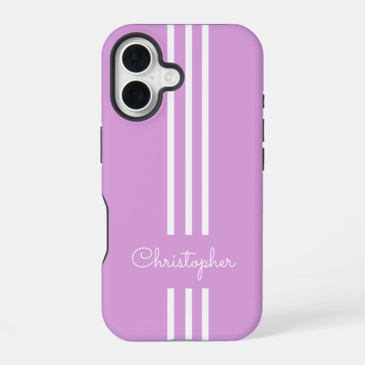 Moderne trendy racing strepen gemerkt iPhone 16 hoesje (Achterkant)