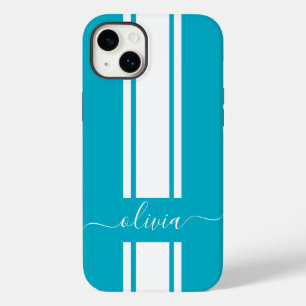 Moderne trendy racing strepen gemonogrammeerd  Case-Mate iPhone 14 plus hoesje