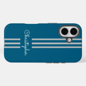 Moderne trendy racingstrepen gemonogrammeerd Case-Mate iPhone case (Achterkant (horizontaal))