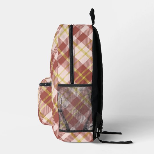 Moderne Trendy Red Check Plaid Monogram Initialen Bedrukte Rugzak (Rechts)