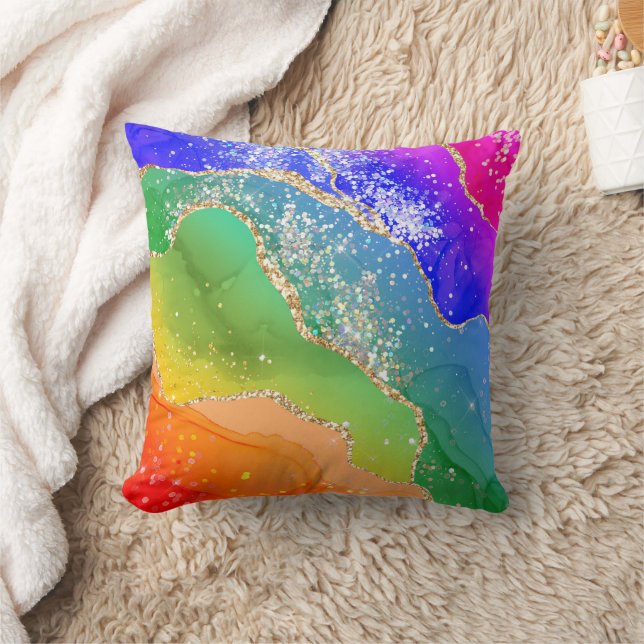 Moderne trendy regenboogglitter kussen (Deken)