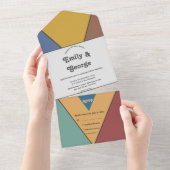 Moderne trendy retro kleurrijke Abstracte kunst br All In One Uitnodiging (Afscheurbaar)