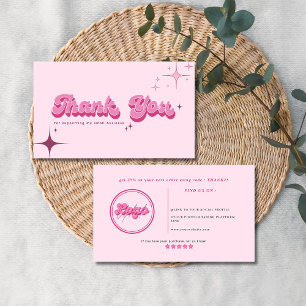 Moderne trendy retro roze script bestelling bedank visitekaartje