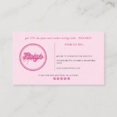 Moderne trendy retro roze script orde dank u visitekaartje (Achterkant)