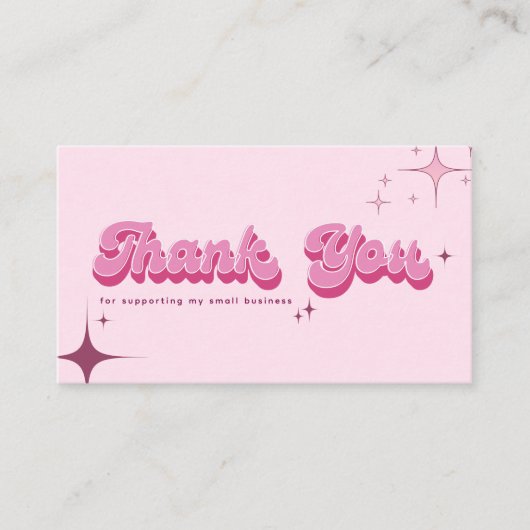 Moderne trendy retro roze script orde dank u visitekaartje (Voorkant)