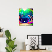 Moderne Trendy Retro Trippy Illustratie Poster (Thuiskantoor)