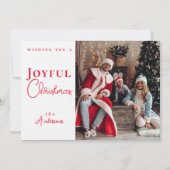 Moderne Trendy Rode Kerstmis Foto Vakantie Feestdagenkaart (Voorkant)