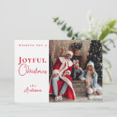 Moderne Trendy Rode Kerstmis Foto Vakantie Feestdagenkaart (Staand voorkant)