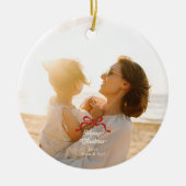 Moderne Trendy Rode Retro Bogen Foto Kerstmis Keramisch Ornament (Voorkant)