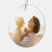 Moderne Trendy Rode Retro Bogen Foto Kerstmis Keramisch Ornament (Links)