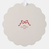 Moderne Trendy Rode Retro Bogen Foto Kerstmis Ornament Kaart (Achterkant)