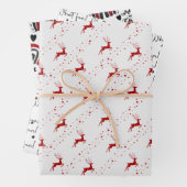 Moderne trendy rode, zwarte en witte kerst inpakpapier vel (In situ)