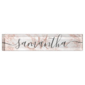 Moderne trendy roos goudglitter marmer monogram naambordje (Voorkant)