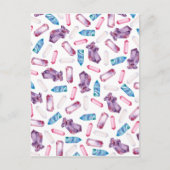 Moderne trendy roze blauwgroen waterverf kristalle briefkaart (Voorkant)