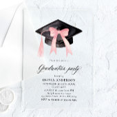 Moderne trendy roze boog afstuderen Cap Afstuderen Acryl Uitnodigingen