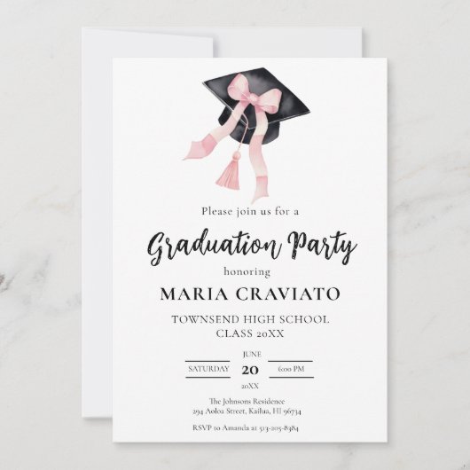 Moderne trendy roze boog afstuderen Cap Afstuderen Kaart (Voorkant)