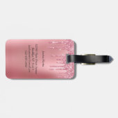 Moderne Trendy Roze Dripping Glitter Bagagelabel (Achterkant horizontaal)