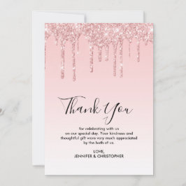 Moderne Trendy Roze Faux Glitter Bruiloft Bedankkaart