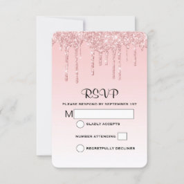 Moderne Trendy Roze Faux Glitter Bruiloft RSVP Kaartje