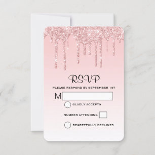 Moderne Trendy Roze Faux Glitter Bruiloft RSVP Kaartje