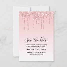 Moderne Trendy Roze Faux Glitter Bruiloft Save The Date