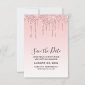 Moderne Trendy Roze Faux Glitter Bruiloft Save The Date (Voorkant)