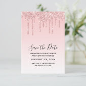 Moderne Trendy Roze Faux Glitter Bruiloft Save The Date (Staand voorkant)
