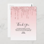 Moderne Trendy Roze Faux Vloeibare Glitter Briefkaart (Voorkant / Achterkant)