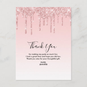 Moderne Trendy Roze Faux Vloeibare Glitter Briefkaart