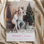 Moderne Trendy Roze Kerstfoto Sneeuwvlokken Feestdagenkaart<br><div class="desc">Vier het seizoen met onze Modern Trendy Merry Christmas One Photo Holiday Kaart, met een chique roze script ontwerp. Met deze stijlvolle kaart kunt u een favoriete foto laten zien en een persoonlijk tintje toevoegen aan uw vakantiewensen. Het eigentijdse roze script voegt een speelse maar elegante flair toe, perfect om...</div>