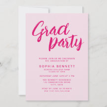 Moderne Trendy Roze Kwast Script Afstudeerfeest