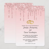 Moderne Trendy Roze Nep Glitter Bruiloft Kaart (Voorkant / Achterkant)