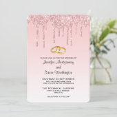 Moderne Trendy Roze Nep Glitter Bruiloft Kaart (Staand voorkant)