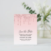 Moderne Trendy Roze Nep Glitter Save the Date Briefkaart (Staand voorkant)