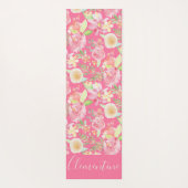 Moderne Trendy Roze Rose Bloemen Waterverf Yogamat (Achterkant)