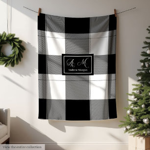 Moderne trendy ruit in zwart en wit voor hem op ma fleece deken
