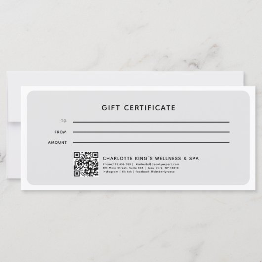 Moderne trendy salon QR Code Cadeaubon (Achterkant)