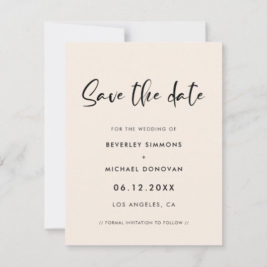 Moderne trendy Save the Date fotokaart Aankondiging (Achterkant)