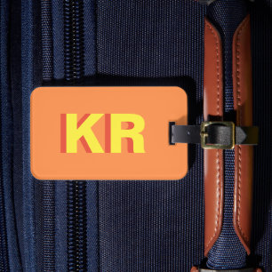 Moderne Trendy Schaduw Monogram Oranje Gepersonali Bagagelabel