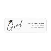 Moderne Trendy Script Afstudeer Retouradres Etiket (Voorkant)