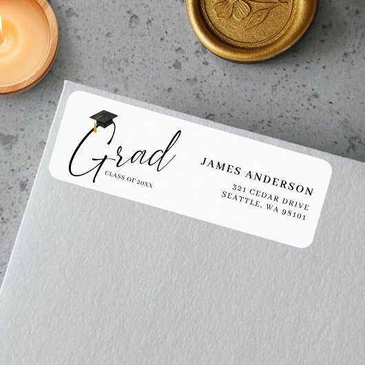 Moderne Trendy Script Afstudeer Retouradres Etiket